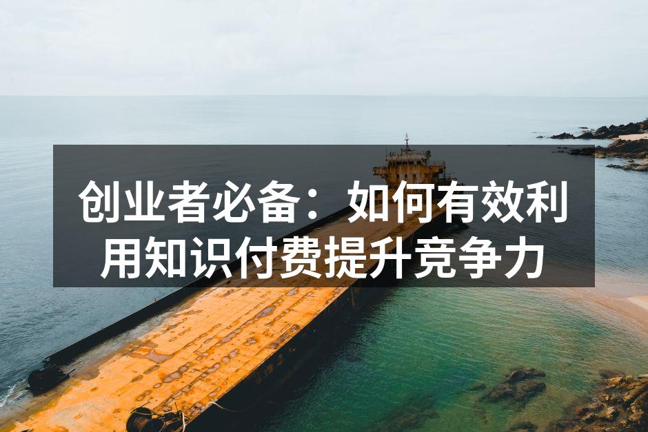 创业者必备：如何有效利用知识付费提升竞争力